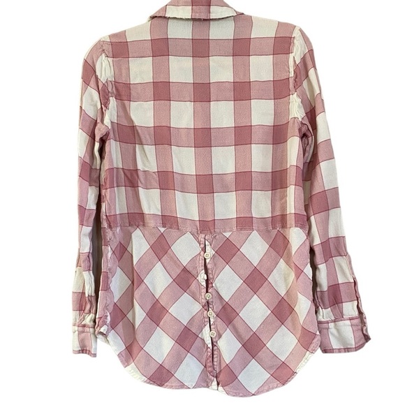 Lucky Brand Women’s Pink White Plaid Button Down Blouse Women’s Small - Picture 2 of 9